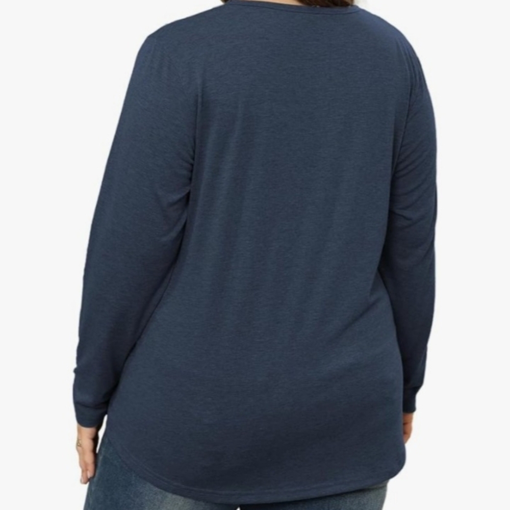 🌻| Spring Clearance| Elegant Navy V-Neck Women's Top - Picture 4 of 5